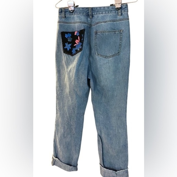 Fiona Chen patched distressed cropped jeans.  Size small ‎ - Picture 3 of 14